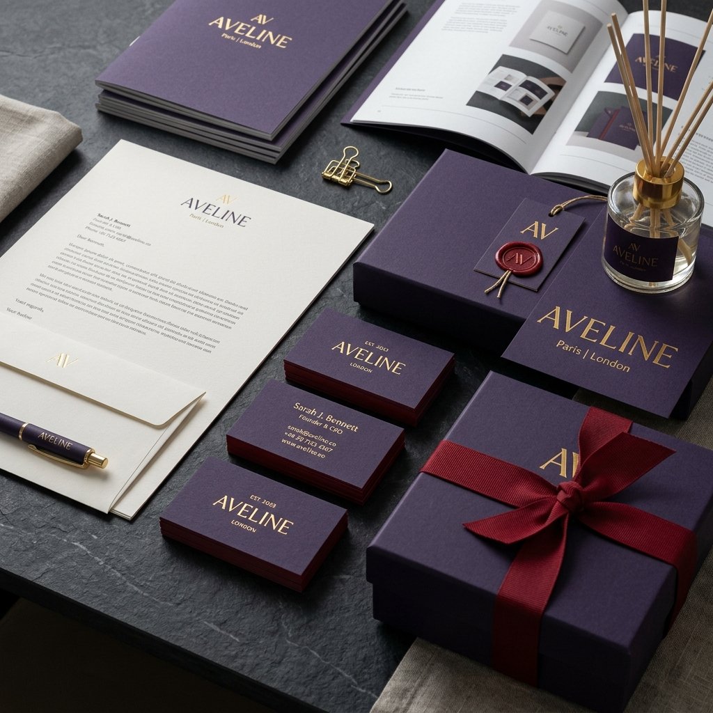 Meridian Studios brand identity system on dark surface